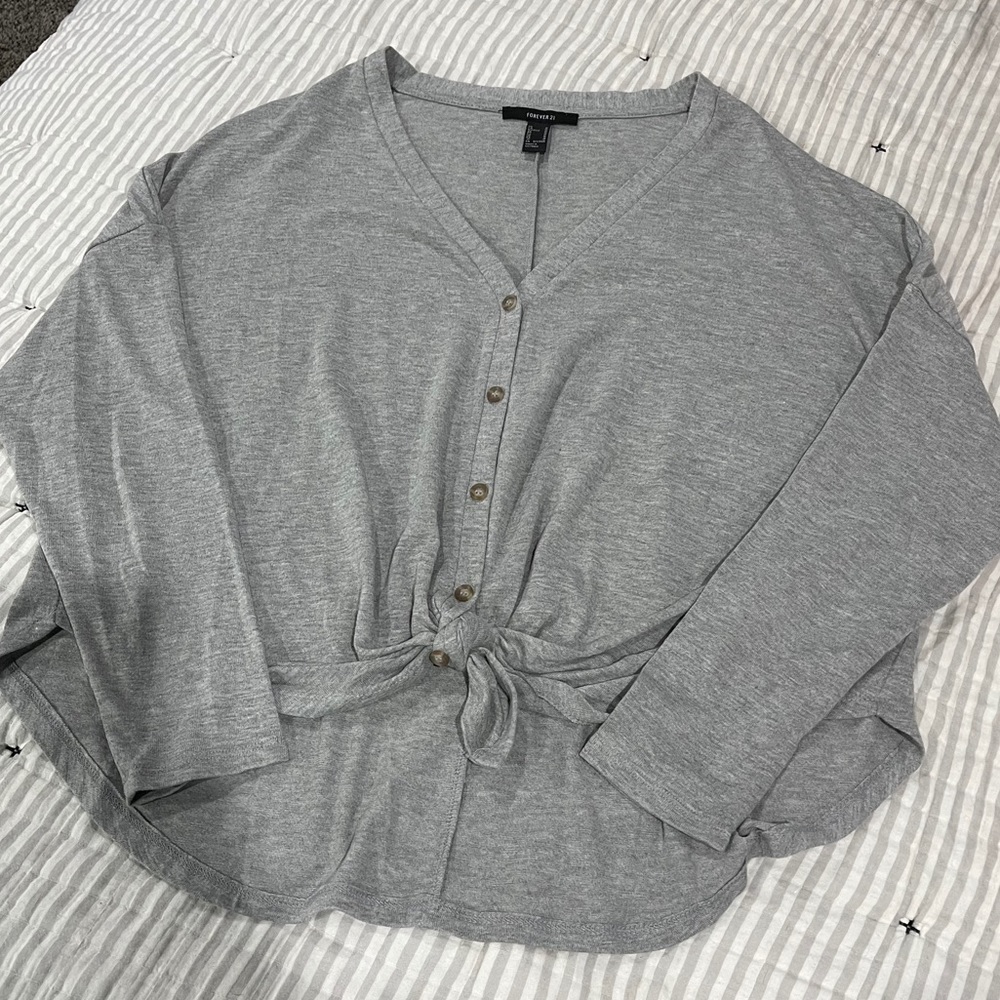 NWOT Grey Tie Sweater